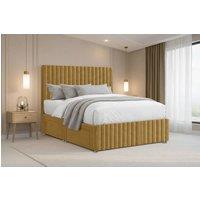 Nexus Mattresses Ltd Verona Plush Divan Bed Base No Drawers - 12 Footboard & 26 Headboard in Mustard | Size: Super King