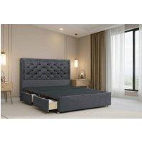 Nexus Mattresses Ltd Tuscany Plush Divan Bed Base 2 Drawers Same Side - 54 Headboard in Dark Grey | Size: Single