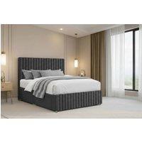 Nexus Mattresses Ltd Verona Plush Divan Bed Base No Drawers - 12 Footboard & 26 Headboard in Dark Grey | Size: King