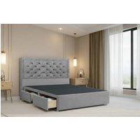 Nexus Mattresses Ltd Tuscany Plush Divan Bed Base 2 Drawers Same Side - 54 Headboard in Silver | Size: Small Single