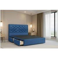 Nexus Mattresses Ltd Tuscany Plush Divan Bed Base 2 Drawers Same Side - 54 Headboard in Navy | Size: Single