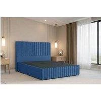 Nexus Mattresses Ltd Verona Plush Divan Bed Base No Drawers - 12 Footboard & 54 Headboard in Navy | Size: Super King