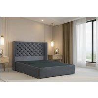 Nexus Mattresses Ltd Windsor Plush Divan Bed Base No Drawers - 54 Winged Headboard in Dark Grey | Size: Super King