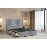 Nexus Mattresses Ltd Verona Plush Divan Bed Base 2 Drawers Right Side - 12 Footboard & 54 Headboard in Silver | Size: Small Single