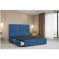 Nexus Mattresses Ltd Verona Plush Divan Bed Base 2 Drawers Right Side - 12 Footboard & 54 Headboard in Navy | Size: Single