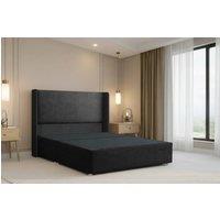 Nexus Mattresses Ltd Portofino Plush Divan Bed Base No Drawers - 54 Winged Headboard in Black | Size: King