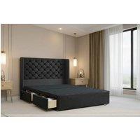 Nexus Mattresses Ltd Windsor Plush Divan 2 Drawers Foot-End 54Winged Headboard in Black | Size: King