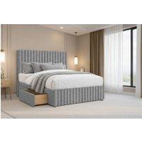 Nexus Mattresses Ltd Verona Plush Divan Bed Base 2 Drawers Right Side - 12 Footboard & 26 Headboard in Silver | Size: Super King