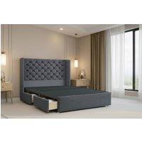 Nexus Mattresses Ltd Windsor Plush Divan 2 Drawers Foot-End 54Winged Headboard in Dark Grey | Size: King