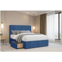 Nexus Mattresses Ltd Verona Plush Divan Bed Base 2 Drawers Right Side - 12 Footboard & 26 Headboard in Navy | Size: Super King