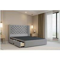 Nexus Mattresses Ltd Windsor Plush Divan 2 Drawers Foot-End 54Winged Headboard in Silver | Size: Small Double