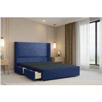 Nexus Mattresses Ltd Portofino Plush Divan 2 Drawers Foot-End 54Winged Headboard in Navy | Size: Small Double