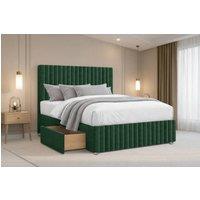 Nexus Mattresses Ltd Verona Plush Divan Bed Base 2 Drawers Right Side - 12 Footboard & 26 Headboard in Emerald | Size: Super King