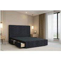 Nexus Mattresses Ltd Verona Plush Divan Bed Base 2 Drawers Left Side - 12 Footboard & 54 Headboard in Black | Size: Single