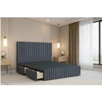 Nexus Mattresses Ltd Verona Plush Divan Bed Base 2 Drawers Left Side - 12 Footboard & 54 Headboard in Dark Grey | Size: Single