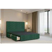 Nexus Mattresses Ltd Verona Plush Divan Bed Base 2 Drawers Left Side - 12 Footboard & 54 Headboard in Emerald | Size: Single