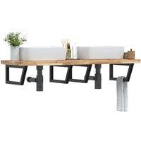Berkfield Home Basin Shelf Wall Mounted Steel & Solid Wood Acacia in Brown