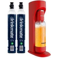 Drinkmate OmniFizz Soda Maker, Sparkling Water Machine with 2x 60L CO2 Cylinders in Red