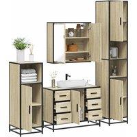 Berkfield Home 4 Piece Bathroom Furniture Set Sonoma Oak Engineered Wood in Brown