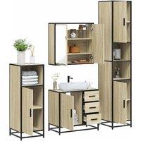 Berkfield Home 4 Piece Bathroom Furniture Set Sonoma Oak Engineered Wood in Brown