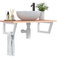 Berkfield Home Basin Shelf Wall Mounted Steel & Solid Wood Oak in Brown