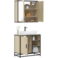 Berkfield Home 2 Piece Bathroom Furniture Set Sonoma Oak Engineered Wood in Brown