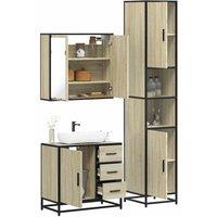 Berkfield Home 3 Piece Bathroom Furniture Set Sonoma Oak Engineered Wood in Brown
