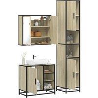 Berkfield Home 3 Piece Bathroom Furniture Set Sonoma Oak Engineered Wood in Brown