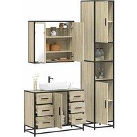 Berkfield Home 3 Piece Bathroom Furniture Set Sonoma Oak Engineered Wood in Brown