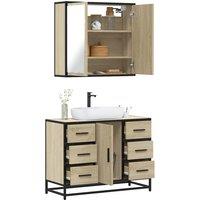 Berkfield Home 2 Piece Bathroom Furniture Set Sonoma Oak Engineered Wood in Brown