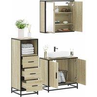 Berkfield Home 3 Piece Bathroom Furniture Set Sonoma Oak Engineered Wood in Brown