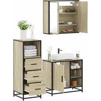 Berkfield Home 3 Piece Bathroom Furniture Set Sonoma Oak Engineered Wood in Brown