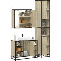 Berkfield Home 3 Piece Bathroom Furniture Set Sonoma Oak Engineered Wood in Brown