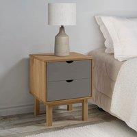 Berkfield Home Bedside Cabinet OTTA Brown&Grey 46x39.5x57 cm Solid Wood Pine in Grey