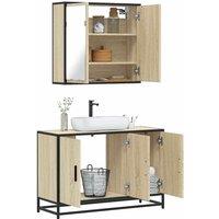Berkfield Home 2 Piece Bathroom Furniture Set Sonoma Oak Engineered Wood in Brown