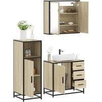 Berkfield Home 3 Piece Bathroom Furniture Set Sonoma Oak Engineered Wood in Brown