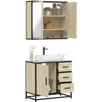 Berkfield Home 2 Piece Bathroom Furniture Set Sonoma Oak Engineered Wood in Brown