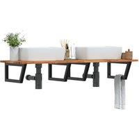 Berkfield Home Basin Shelf Wall Mounted Steel & Solid Wood Acacia in Brown