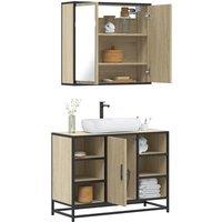 Berkfield Home 2 Piece Bathroom Furniture Set Sonoma Oak Engineered Wood in Brown