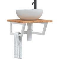 Berkfield Home Basin Shelf Wall Mounted Steel & Solid Wood Oak in Brown