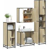 Berkfield Home 4 Piece Bathroom Furniture Set Sonoma Oak Engineered Wood in Brown