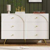 HomeTouch Bedroom Chest of Drawers Sideboard Cabinet with Golden Handles in White | Size: 1 Pack