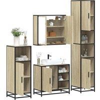 Berkfield Home 4 Piece Bathroom Furniture Set Sonoma Oak Engineered Wood in Brown