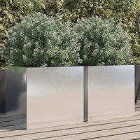 Berkfield Home Planters 2 pcs Silver 42x40x39 cm Stainless Steel | Size: 42 x 40 x 39 cm