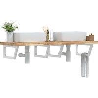 Berkfield Home Basin Shelf Wall Mounted Steel & Solid Wood Acacia in Brown