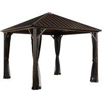 Rowlinsons Sojag Gazebo 3m x 3m - Aluminum - L300 x W300 x H275 cm in Brown