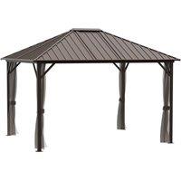 Rowlinsons Sojag Gazebo 3m x 3.7m - Aluminum - L365 x W300 x H275 cm in Brown