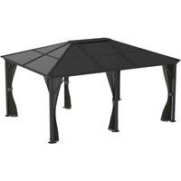 Rowlinsons Sojag Meridien Gazebo 3.7m x 4.9m - Aluminum - L485 x W365 x H270 cm in Black