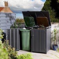 Rowlinsons Wimbledon Double Bin Store - Steel - L81 x W132.5 x H116.5 cm in Grey