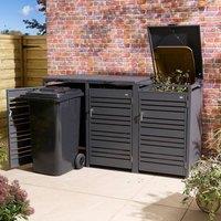 Rowlinsons Chelsea Triple Bin Store - Steel - L81 x W200.5 x H116.5 cm in Grey